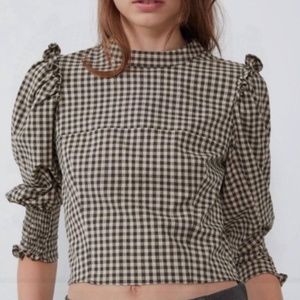 Zara Gingham Crop Top Size XS